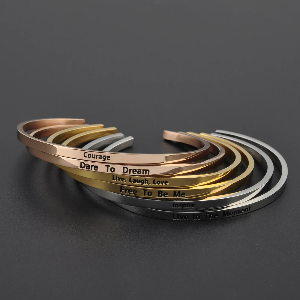Wholesale Hot Sale Message Inspire Bangle Cuff Bracelet