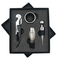 

Free Sample Wine Set With Gift Box Four-piece With Corkscrew Wine Decanter Wine Aerator Pourer &