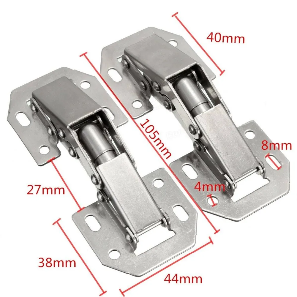 2pcs 90 degree Concealed Kitchen Cabinet Cupboard Spring Door Hinges with Screws