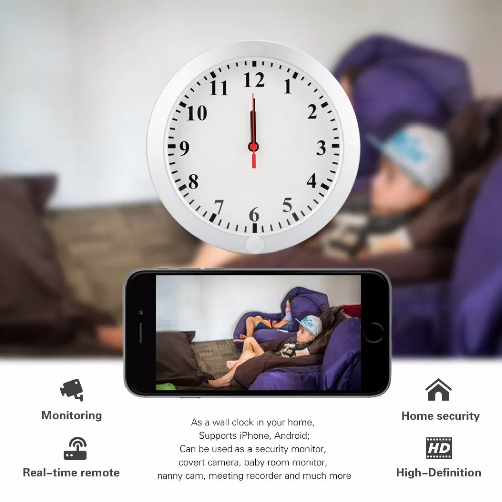 Spy Camera Alarm Clock Wall Clock Spy Camera Manual Mini Clock Camera