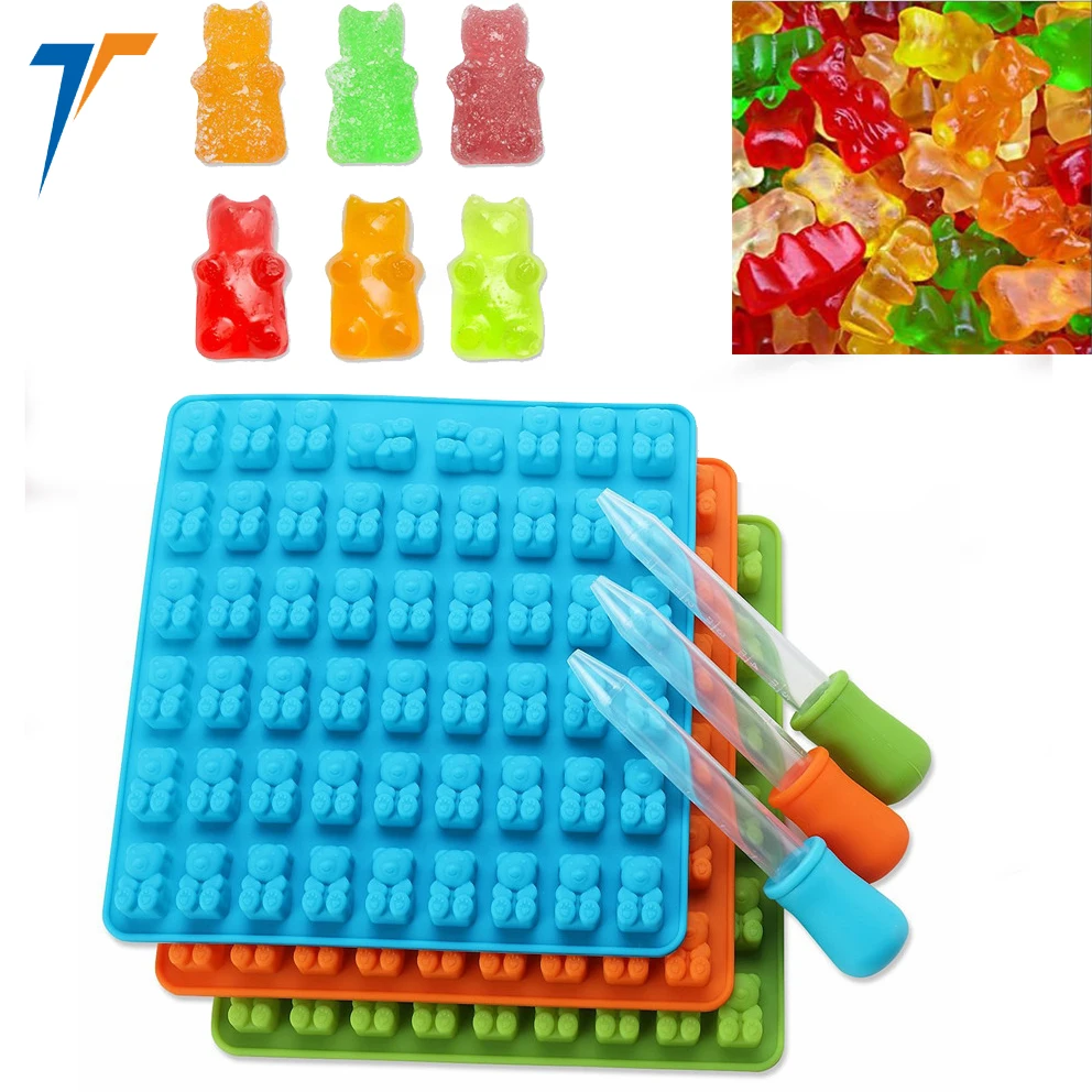 

100% BPA Free and Gumdrop Jelly Gummy maker Bear silicone molds for candy and chocolate, Picture