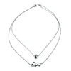 Wholesale stainless steel silver sterling long chain heart and 8 shaped pendant