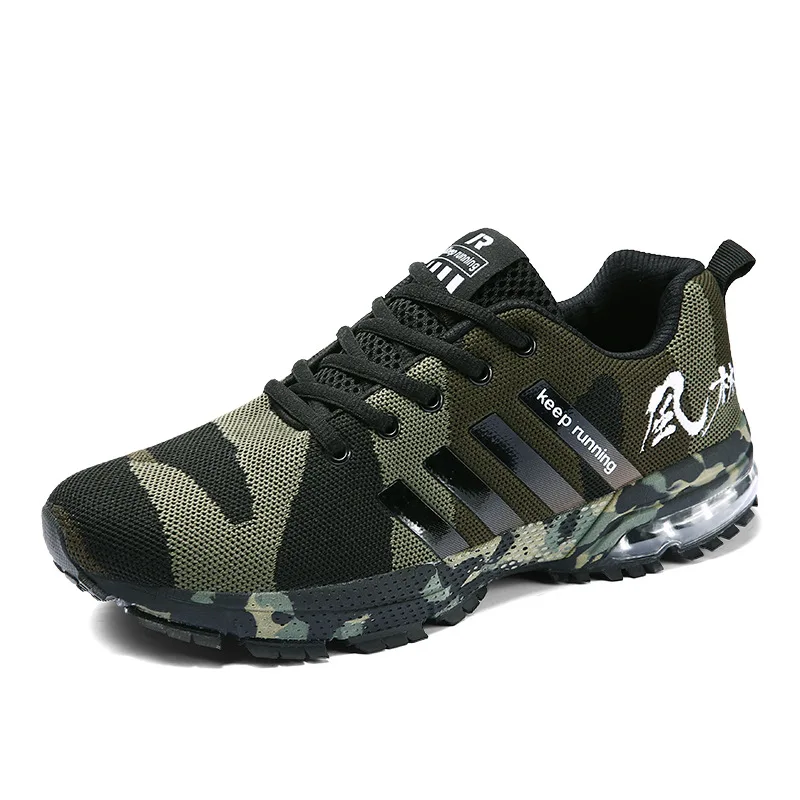 

Army Camouflage Style Lightweight Air Cushion Knitted Custom Men Women Sports Trainers Sneakers, White;green;gray;beige