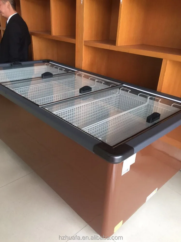 
Supermarket island deep freezer glass door 