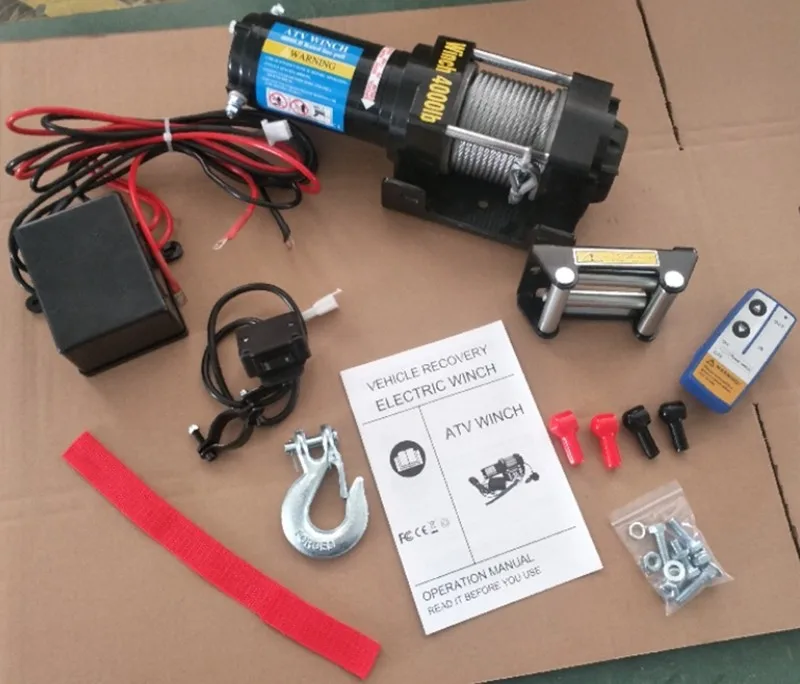Electric 4000lb Car Winch 12v Atv Winch Towing Cables Pull Kit Remote Control Set Permanent
