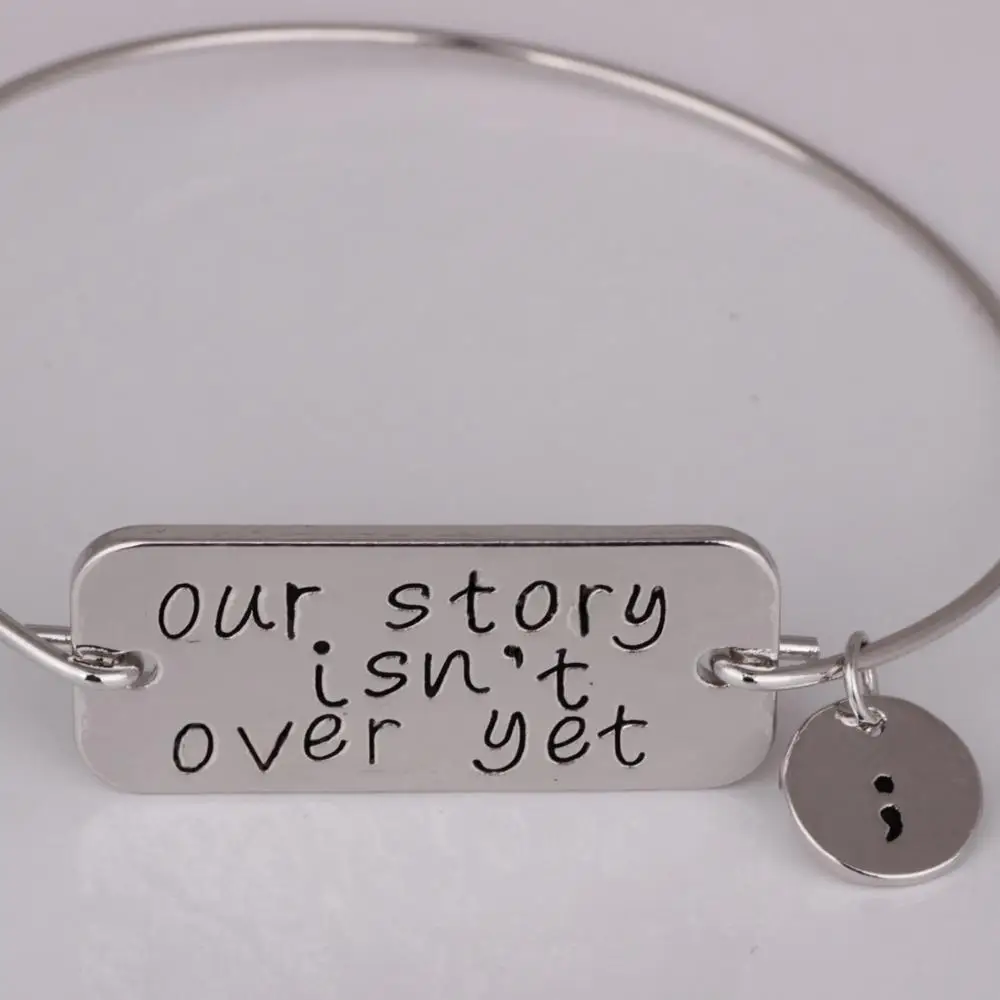 

Mental Health Awareness Jewelry Our Isn't Over Yet" Bangle Semicolon Bracelet YP2227, N/a