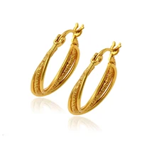 

Xuping fashion jewelry 24K dubai gold plated hoop earrings for women