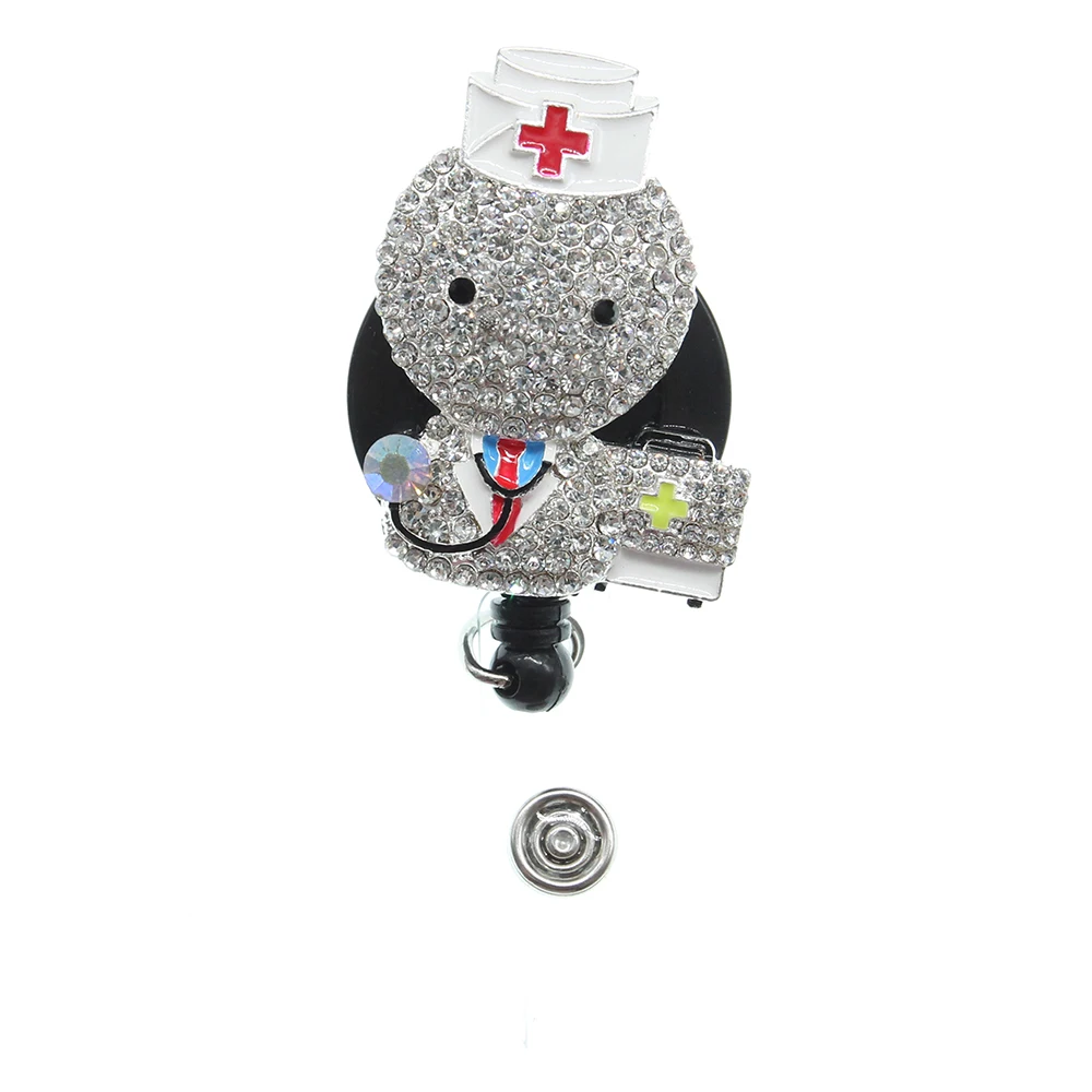 

New cartoon cute rhinestone doctor ID badge holder reel