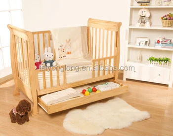 Safety Standard Cot Bed Wood Furniture Baby Crib Bed Baby Cot Sleigh