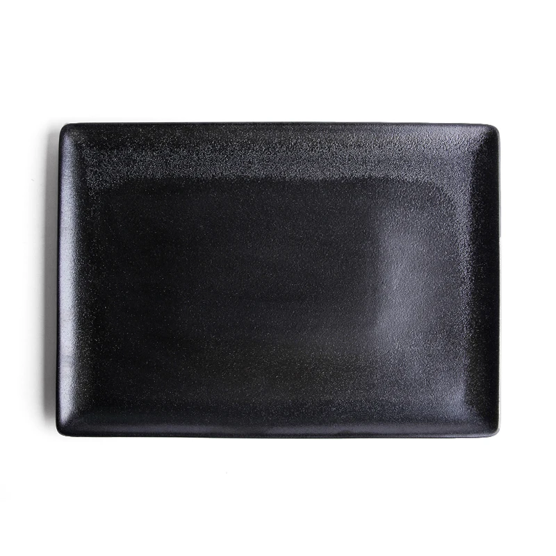 

11-inch rectangular plate wholesale promotional black porcelain dinner plate, Customized is available