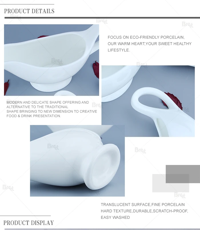 Hotel Restaurant White Ceramic Sauce Dish Personalized Gravy Boat