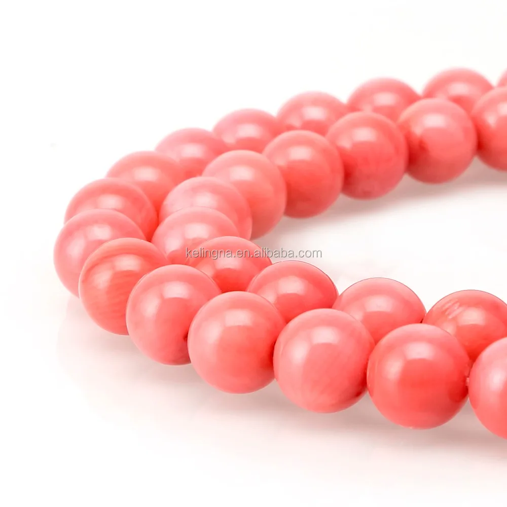 
Round Pink Coral Gemstone Loose Beads coral beads jewelry designs  (60666236828)