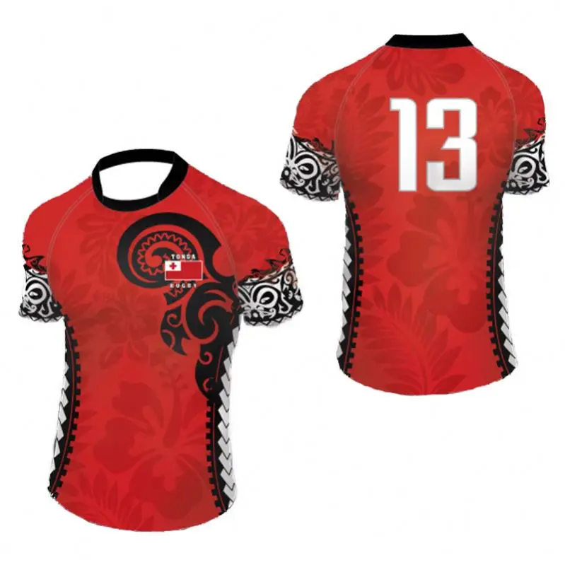 

Wholesale Sublimation Printing Team Set All Red Big And Tall Polo Design Your Own Rugby Shirts Fabric