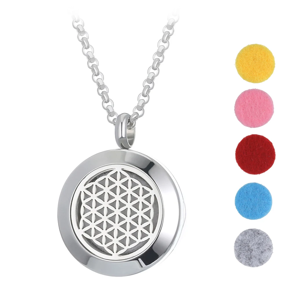 

Flower of life Pendant Stainless Steel Magnetic 20MM Aromatherapy Diffuser Necklace Locket
