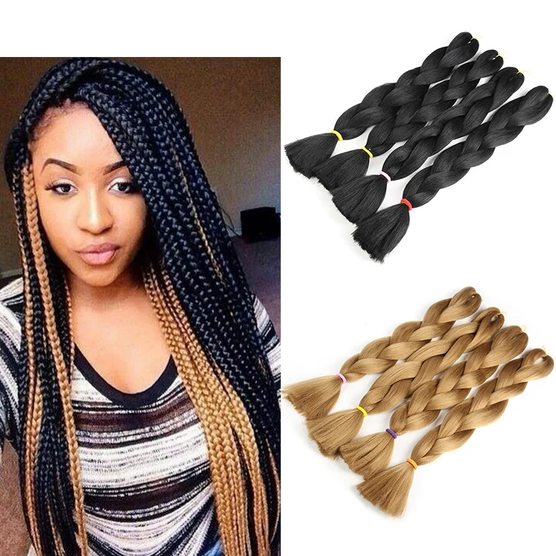 
24 Inch 80g Per Pieces Pure Color Kanekalon Jumbo Hair Braiding Best Quality High Temperature Fiber Crochet Braids Hair 