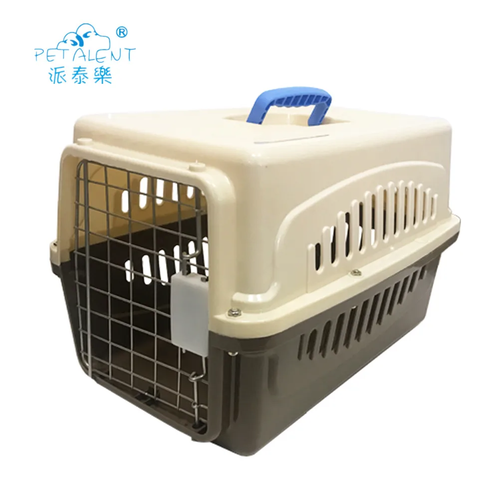 

Plastic pet Travel cage pet aviation portable flight box pet carrier cage outdoor dog transport, Red blue