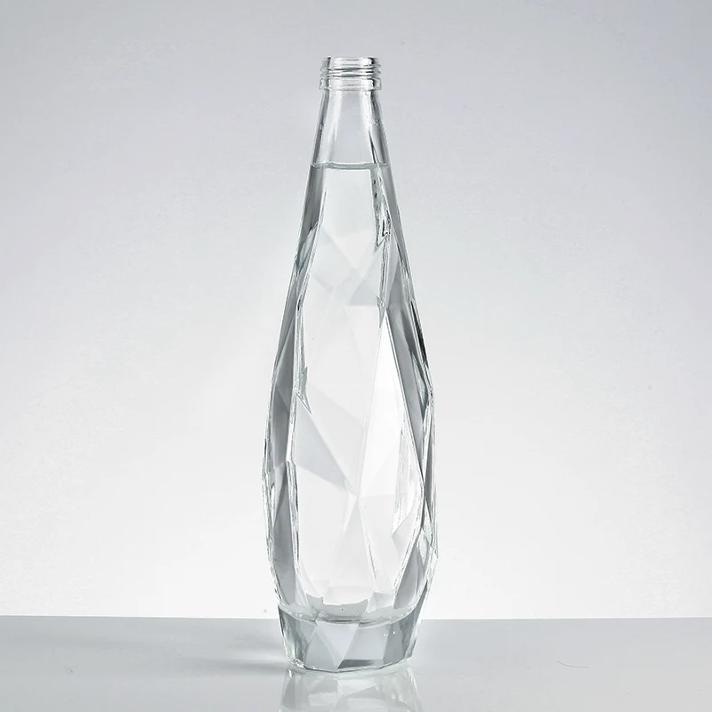 Factory Made Unique Shaped Beverage Glass Bottle With Cork Stopper