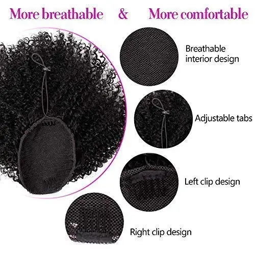 Dream.Ice's Hair Afro Kinky Curly Weave Ponytail Hairstyles Clip ins Natural Ponytails Extensions drawstring ponytail 