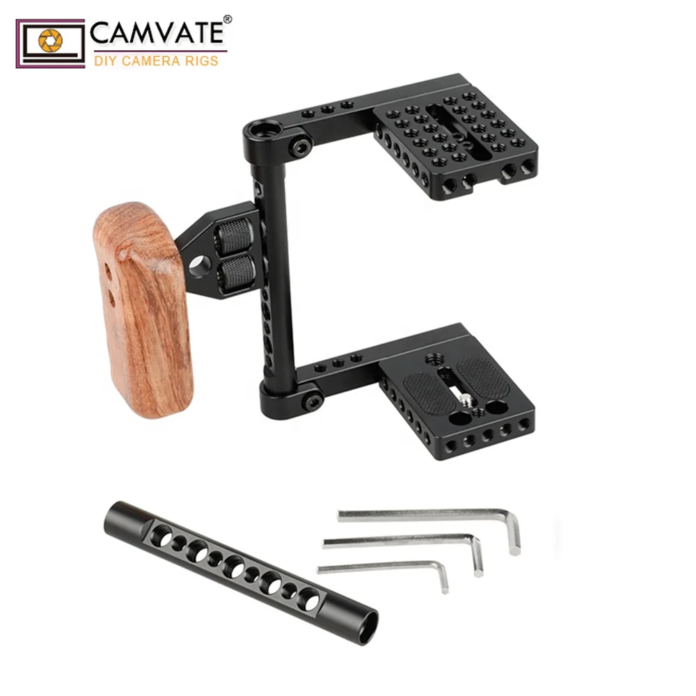

CAMVATE TOP Handle Wood Grip DSLR Camera Cage Rig, Black