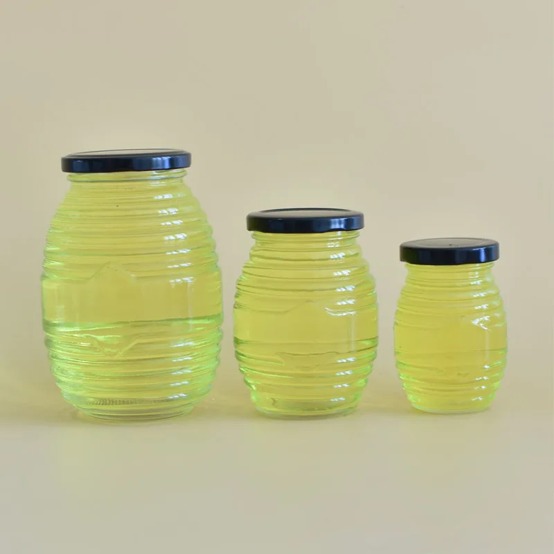 

100ml 250ml 500ml 1000ml Threaded Honey Sealed Glass Bottle Jar with Tin Lid, Transparent