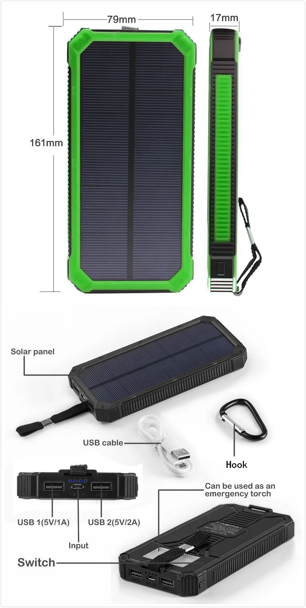 Paypal accepted hot products powerbank 10000mAh solar panel - ANKUX.COM