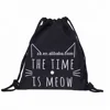 Wholesale Drawstring Bag 3D Printing cool black ground Backpacks For Lady Backpack For Boys And girls