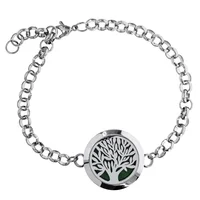 

Fashion Adjustable Twist Screw Closure Tree Of Life Diffuser Bracelet Glass Locket Essential Oil Aroma Diffuser Chain