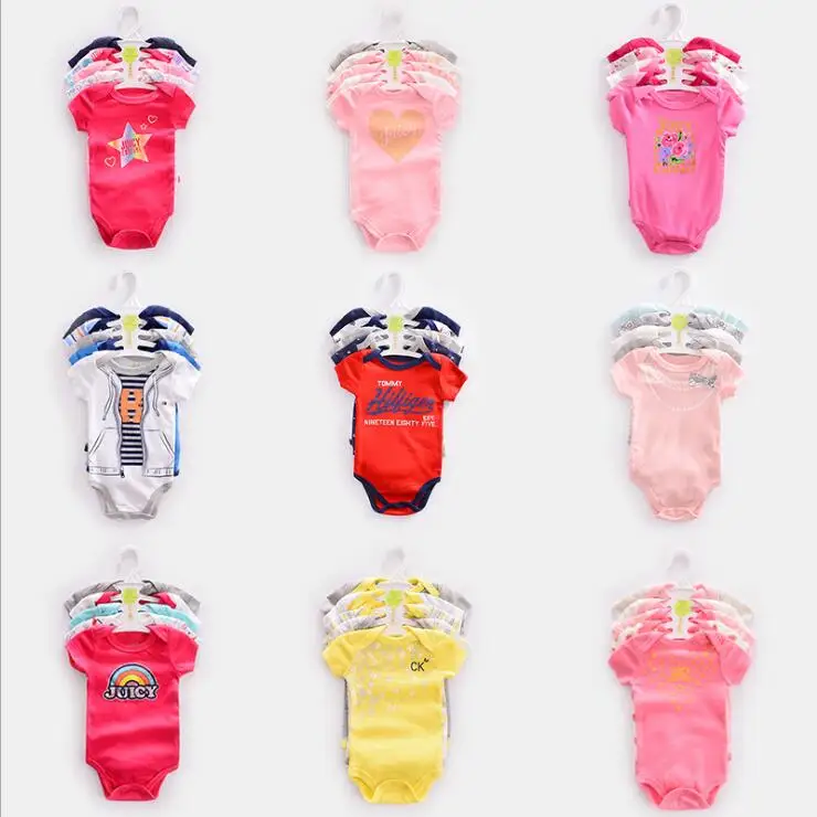 

5pcs baby short sleeve sets baby clothes bodysuits cotton instock