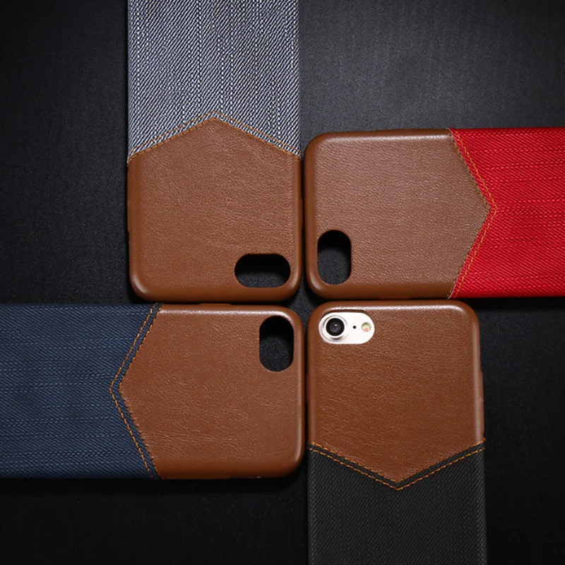 Cell phone case For iPhone 7 / 8 Colorblock Fashion cowboy leather case
