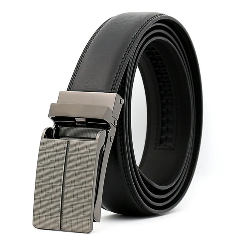 Lqbelt Men's Automatic Buckle Belts Genuine Leather Belt For Men Cow ...