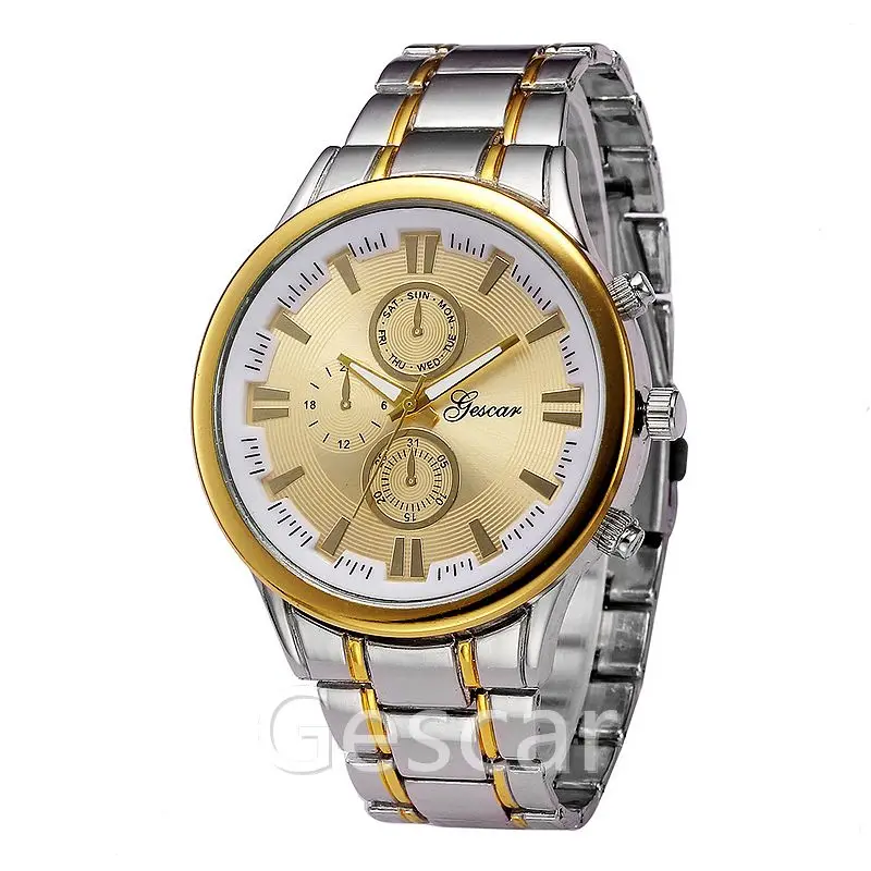 

7141original big round dial quartz gescar alloy sports wrist watch for men, Photo color