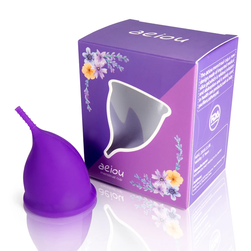 

Wholesale Price Custom Hygiene Feminine Menstruation Lady Medical Silicone Collapsible Reusable Clean Menstrual Cup, Pink / purple