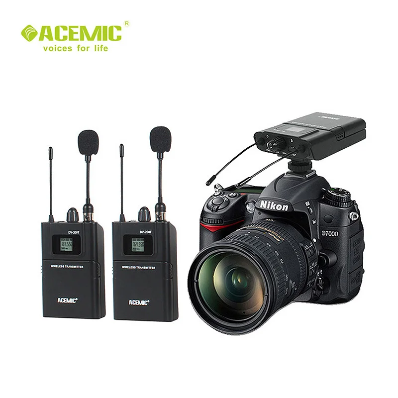 

ACEMIC UHF Dual channel lapel microphone for camera and DSLR street interview DV-200
