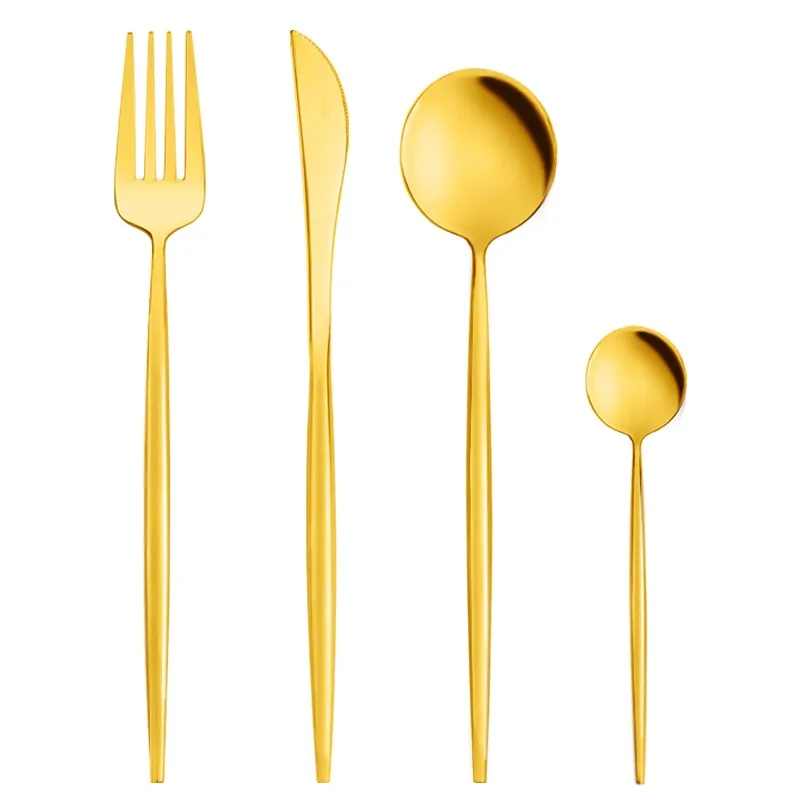 

BC2103 Matte gold cutlery 4 Piece Gold Royal Cutipol cutlery 304 Stainless Steel