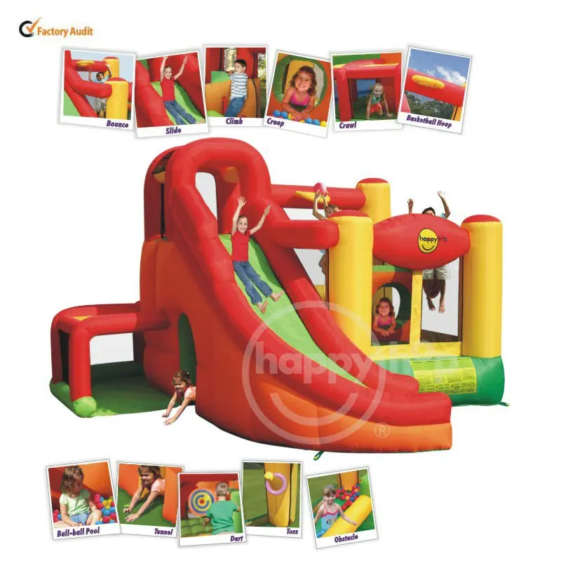 Gelukkig hop springkasteel met Glijbaan-9206 11 in 1 Play Center Thuisgebruik Inflatables
