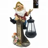 Funny Home Garden Decorative Gnome On Stump Welcome Sign Sculpture With Solar Light