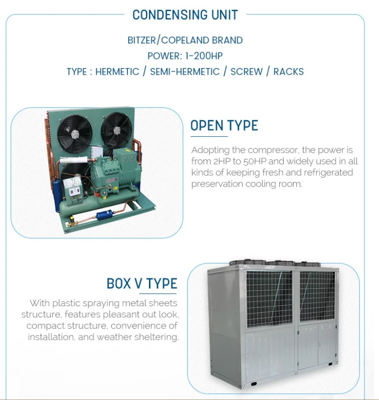 6hp Air Cooled Refrigeration Box Type Condensing Unit For Cold Room