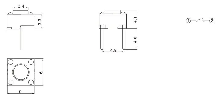 6*6 Tact switch 2pin tact switch