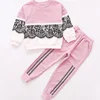 YY10106G New children autumn frock lace design beautiful young girls track suit sports