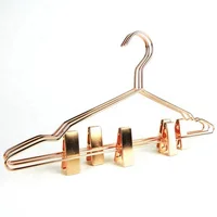 

Low MOQ customized 551-18 Metal Wire Rose Gold Copper Non-Slip Coat Shirt Pants Hangers With 2 Adjustable Clips