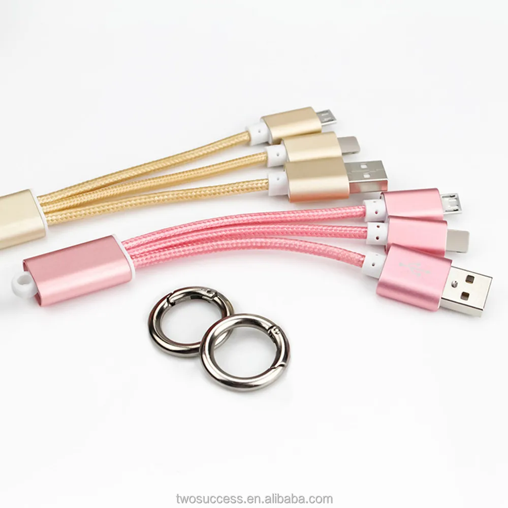 

Custom LOGO data cable 2 in1aluminum usb keychain charge data cable on android, Rose gold;blue;rose red;white;black