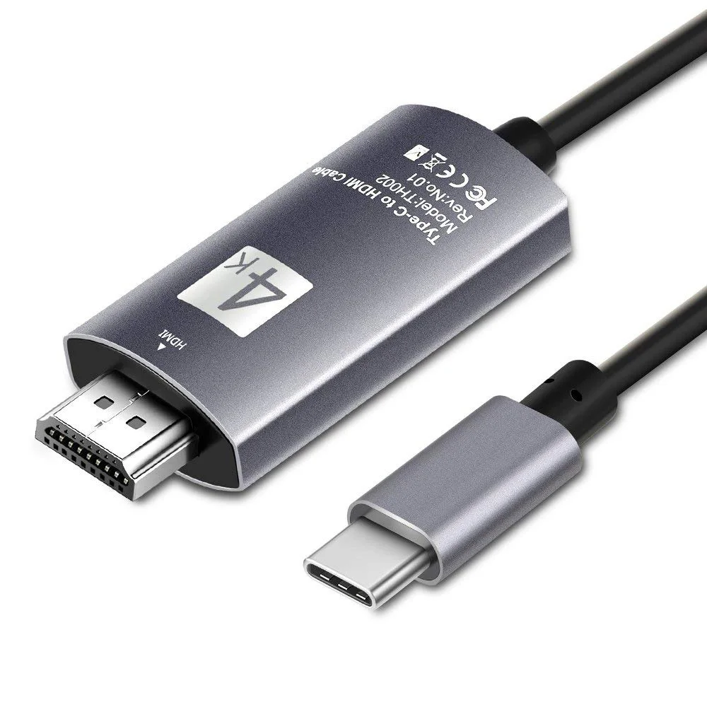 

4K@60Hz USB C to HDMI HDTV Cable 6ft Type C to HDTV Cable (Thunderbolt 3 Compatible) Adapter