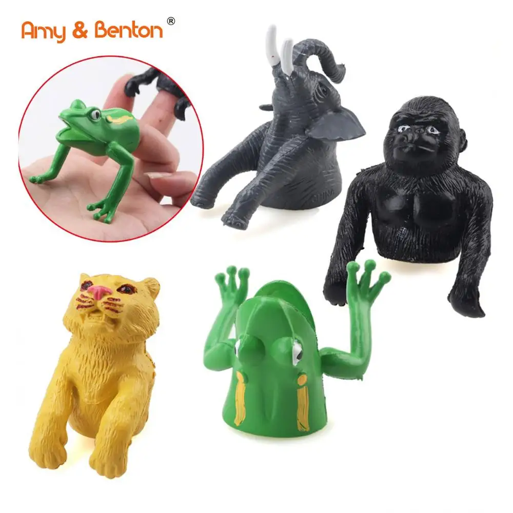 5pcs Nontoxic Plastic Wild Animal Small Finger Puppet Ring Toys For