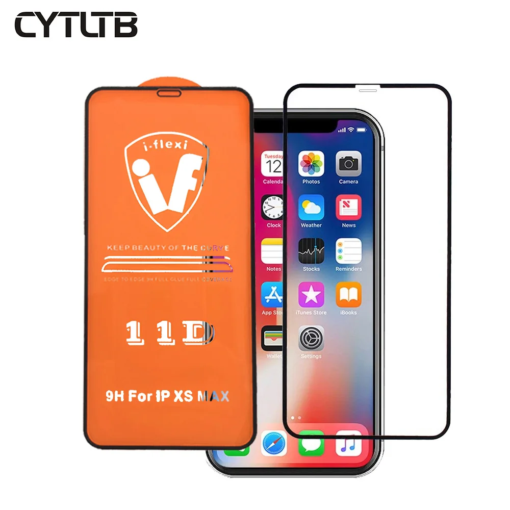 CYTLTB New 11D Tempered Glass For Iphone X XR XS XS Max 9H Transparent Screen Protector 11D Tempered Glass For iPhone Xr