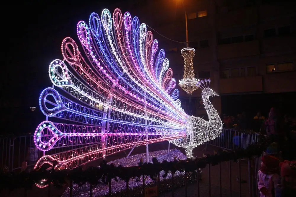 Christmas Decorations Iron Frame Peacock Led Outdoor Lights Buy