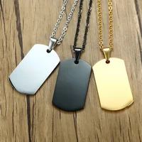

Men Rectangle Blank Military Dog Tags Pendant 316L Stainless Steel Custom Engraved Logo Necklaces Jewelry