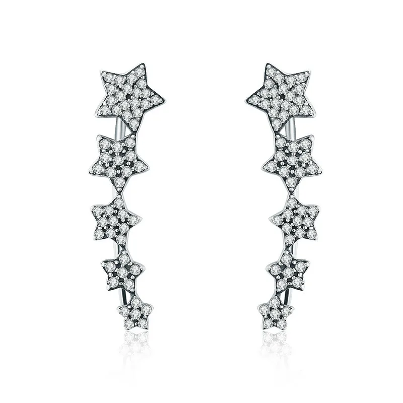 

SCE284 Authentic 100% 925 Sterling Silver Stackable Star Luminous CZ Drop Earrings for Women Sterling Silver Jewelry S925