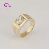 

18k solid gold 9mm 3carat Moissanite yellow gold ring for man