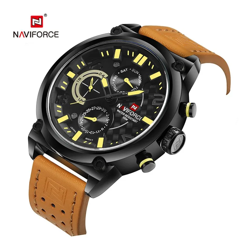 

NAVIFORCE 9618L Men watches Relogio Masculino Top Brand Luxury Fashion Casual Quartz watch leather waterproof sport wristwatch