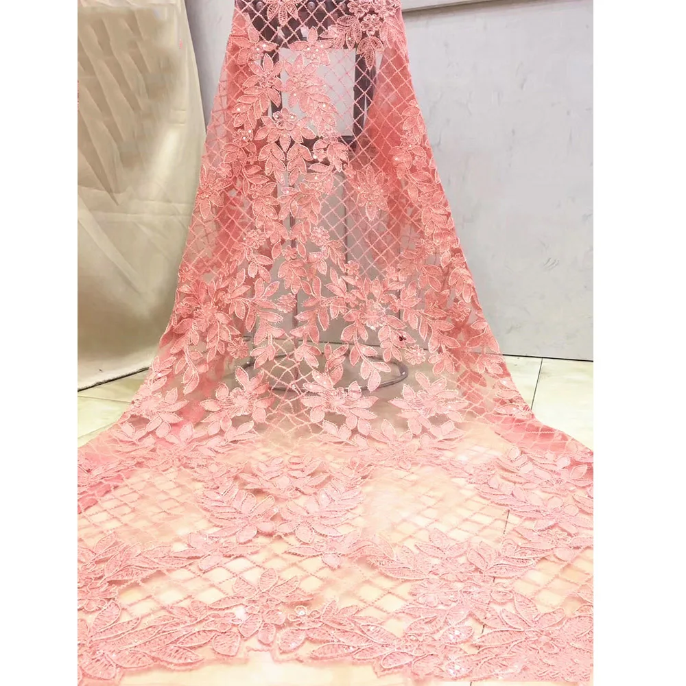 

Beautifical mesh lace french lace fabric for wedding dress peach girls party dresses ML1N817, Can be customized